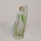 Vtg Antique Art Deco Green   White Porcelain Dancing Lady Figurine 4-       japan 