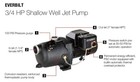 Everbilt Shallow Well Jet Pump 3 4 Hp 8 Gpm Thermoplastic Housing Nib