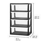Sterilite Wide 4 Drawer Storage Tower Black Plastic Organizer Clear Drawers