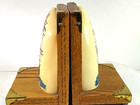 Faux Shrimshaw Whale Tooth Oak Bookends British Victory Sailboat Handmade