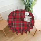 Christmas Round Tablecloth 60 Inch Red Buffalo Plaid Tablecover Merry Christmas