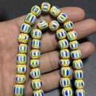 Vintage Venetian Chevron Glass Bead Necklace Old African Trade Beads