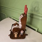 Vtg Handcrafted Wood Rocking Chair Pin Cushion  Thread And Scissor Caddy