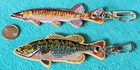 Two  2  - Embroideded Fish Keychains - Smallmouth Bass   Pickerel - Fishing New