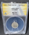 1865 3cn Three Cent Nickel Anacs Graded Hard To Find  