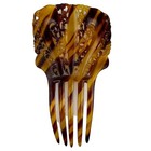 Celluloid Hair Comb Art Deco Squared Tortoiseshell Amber 5 Tooth Vintage