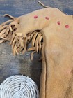 Vintage Native American Doll Leather Fringe Dress W  Beaded Moccasins 15inches