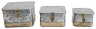  Decorative Galvanized Metal Boxes With Lids   Brass Accents  set Of 3 Sizes 