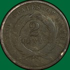 1864 Two Cent Piece Good G Coin  Rim Bump  38352