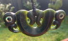 Scott Parker Hand Carved  Nz Greenstone Pounamu Jade M  ori Pekapeka Necklace