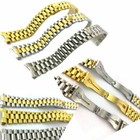 Solid Stainless Steel Strap Bracelet 20mm Curved End President Gold Watch Band
