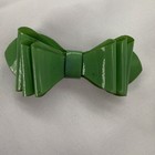 Vintage Green Plastic Bow Brooch Mid Century Accordion Layered Pin Accessory