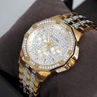 Men s Bulova Octava Crystal Gemmed Dial Gold Stainless Steel Quartz Watch 98c126