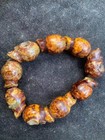 Large Chinese Hetian Natural Old Jade Hand Carved  skull  Amulet Beads Bracelet