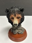 Unbranded Indent Black Bear Figurine Resin With Wood Base 3d