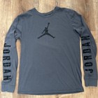 Vintage Nike Long Sleeve Shirt Air Jordan Flight Jump Man  Size Medium Gray