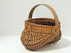 Antique Early Small Primitive Vintage American Buttocks Split Wood Basket  Ex 