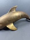 Vintage Solid Brass Dolphin Figurine Sculpture Large Coastal Nautical Decor
