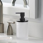 Ribbed Glass Metal Soap Pump Modern Vintage Home Decor Liquid Dispenser New