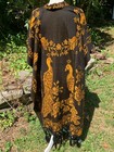 Mexican Poncho Pavos Reales Peacocks Fringe Gaban Woven Gold Black One Size H36