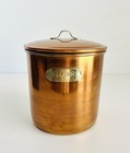 Vintage Copper    flour    Canister With Lid   Rustic Farmhouse Kitchen Decor 