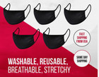5 Pack Black Cotton Face Masks Adult Reusable Machine Washable Value