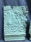 Lot Of 3 Antique Tin Ceiling Shabby Green Tiles 8 Sq Foot Old Vtg Tin 1759-23b