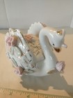 Vintage Swan Trinket Dish With Lid Rose And Gold Trim Porcelain Japan