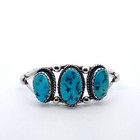 Vintage Navajo Sterling Silver With 3 Turquoise Stones Cuff Bracelet 27 5 Grams