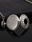 Vintage Pocket Watch Steel Men Watch With Chain  silver 