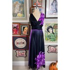 Vintage 1980s Sarong Set Purple Floral Crop Top Wrap Skirt Tiki Resort Wear Set