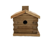 Vintage Small Wood Log Cabin Coin Bank