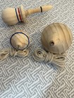 Vintage Style Wooden Trompo Spinning Top Set - 2  And A Balero Handcrafted New
