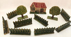 Antique 19th C German Erzgebirge Wood Farm House Trees Fence 11pc Primitive Toy
