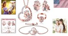 Unicorn Jewelry Set For Girls 4 Pieces Bracelet Necklace Ring Earrings Rose Gold
