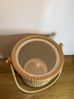 Large Vintage Nantucket Lightship Style Basket Wooden Base Swing Handle Round