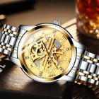 Luxury Men s Automatic Mechanical Wrist Watch Leather Strap Retro Skeleton Dial