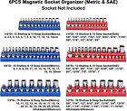 6pc 3pc Magnetic Socket Organizer Storage Holder 1 4  3 8  1 2  Drive Sae Metric