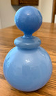 Blue Opalescent Glass Perfume Bottle With Round Stopper 5  High