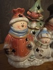 Ceramic Christmas Night Light Light Up Decor Snowmen Christmas Tree