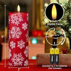 Snowflakes Christmas Flameless Candles With 6hrs Timer - Real Wax Red Snow