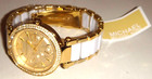 Michael Kors Women Parker Gold Tone White Watch 38mm Chronograph Crystals Mk6374