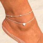 Sexy Love Heart Beads Double Layer Anklet Vintage Beach Ankle Bracelet Women Hot