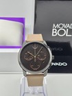 Movado Men s Bold Black Dial Beige Leather Strap Watch - 3600719   695 Msrp 