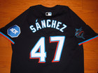 Miami Marlins Ali Sanchez 2024 Game Used Worn Nike Jersey Size 46  blue Jays 