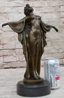 Art Nouveau Nude Woman Awakening Bronze Sculpture Hot Cast Marble Base Figurine