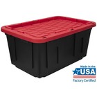 27 Gallon Heavy Duty Plastic Storage Bin With Lid  Black And Red  Pack Of 4