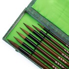 Vintage Chinese Calligraphy Brush Set In Silk Brocade Box     7 Unused Brushes