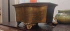 Vintage Heavy Casted Solid Brass Footed Planter W  Ornate Feet Estate Find 