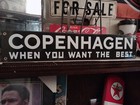 Vintage Large Copenhagen Cigar Pipe Chew Tobacco Porcelain Metal Gas Sign 